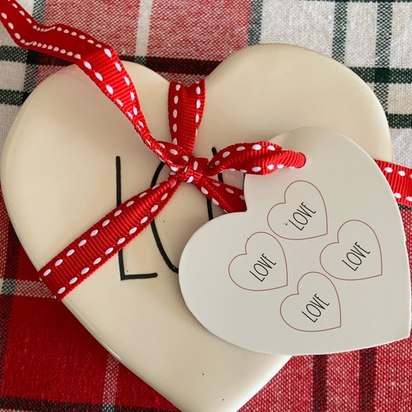 Rae Dunn LOVE Heart Shaped Coasters Set of 4 - Picture 3 of 4